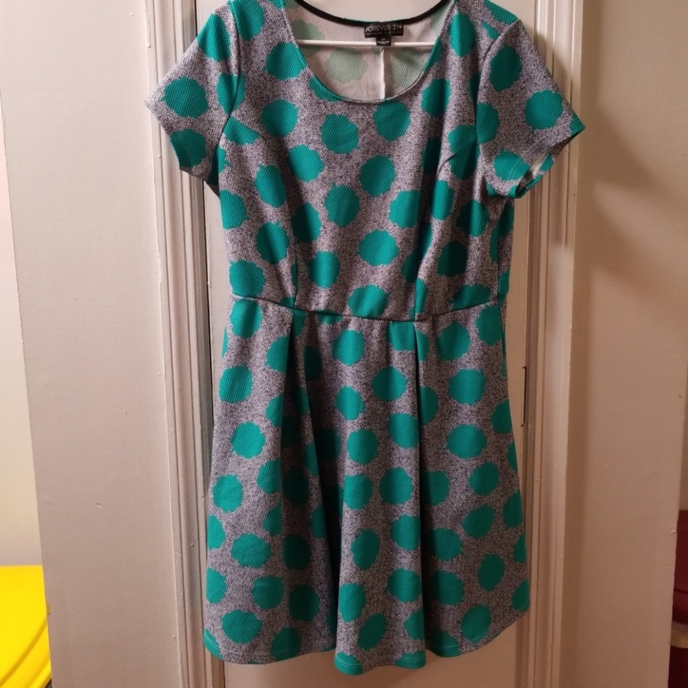 Forever 21+ Teal Conversation Bubbles Dress